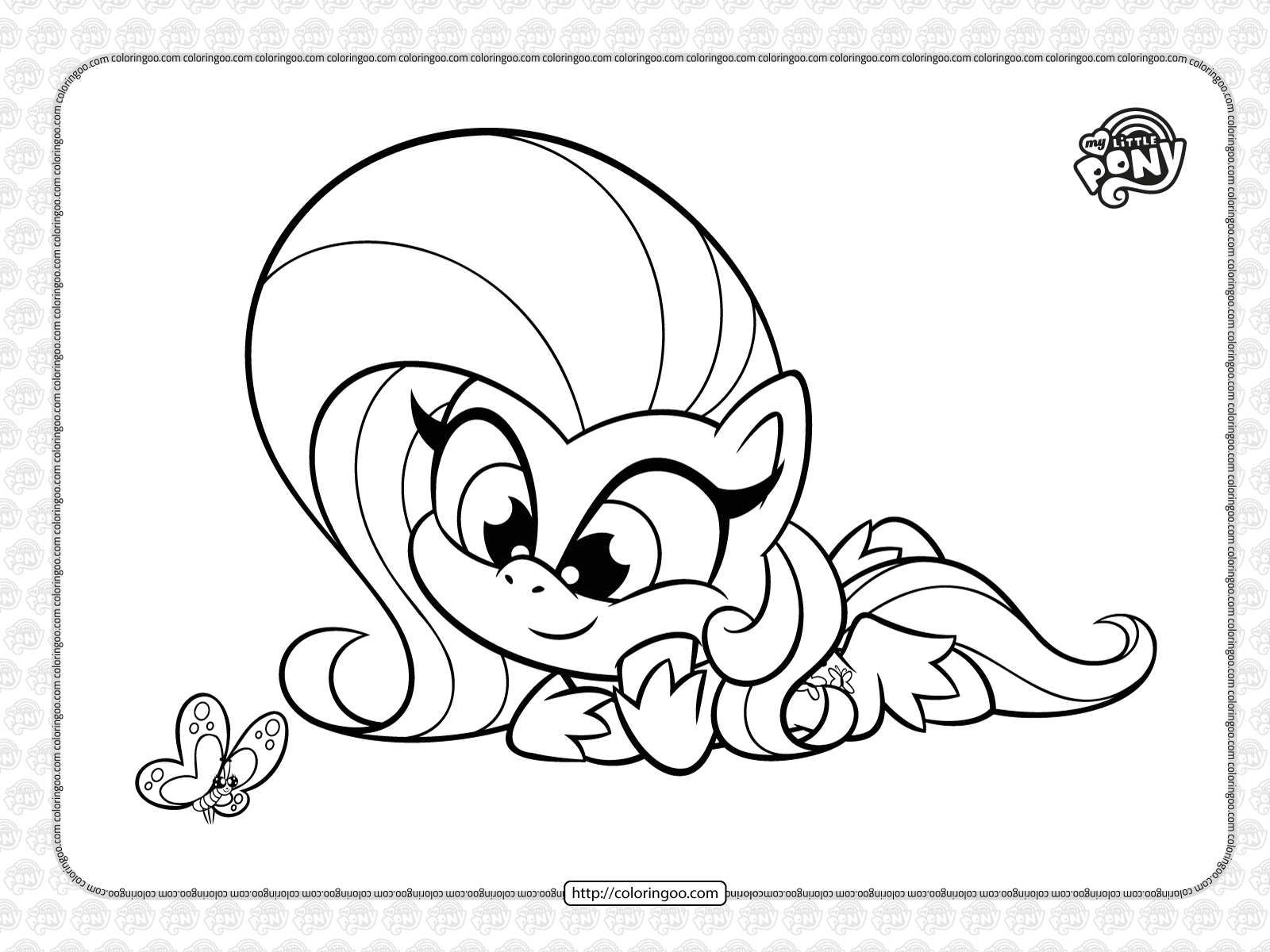 Mlp pony life fluttershy coloring page for kids by coloringoo on