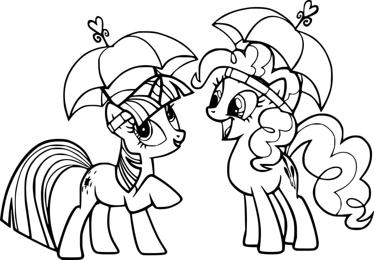 Twilight sparkle and pinkie pie my little pony coloring page