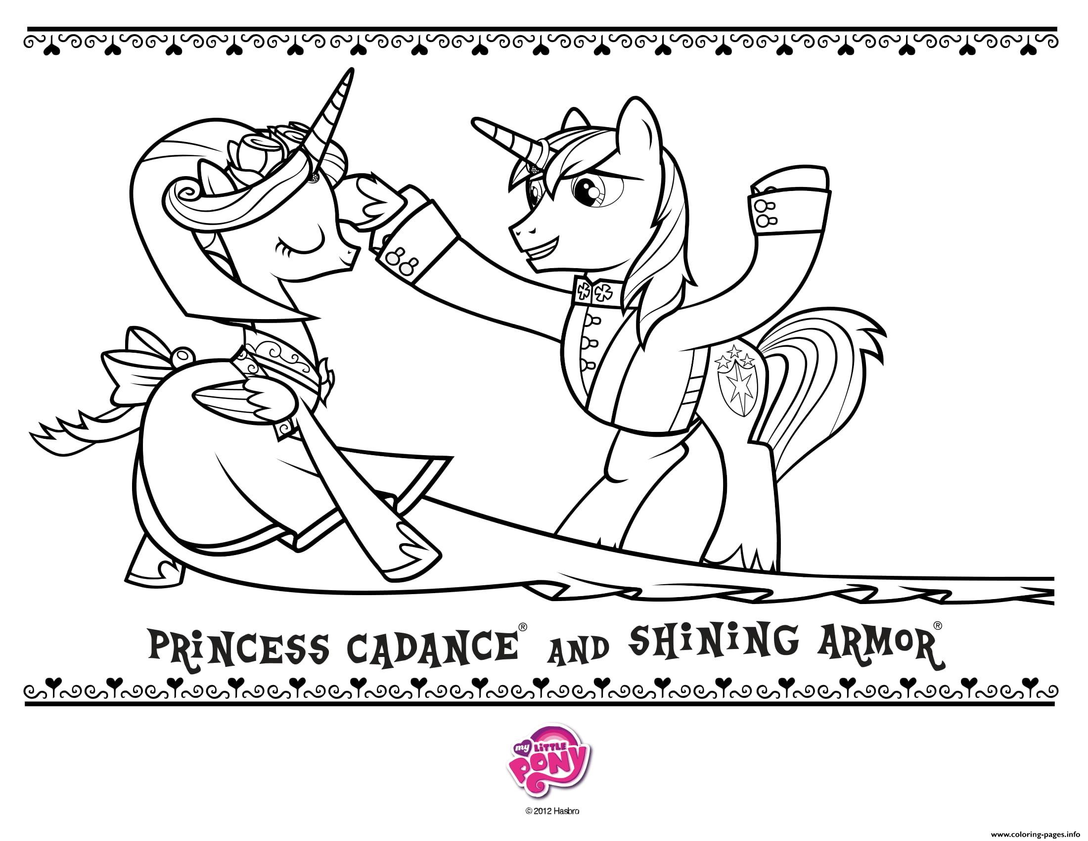 Princess cadance and shining armor coloring page printable