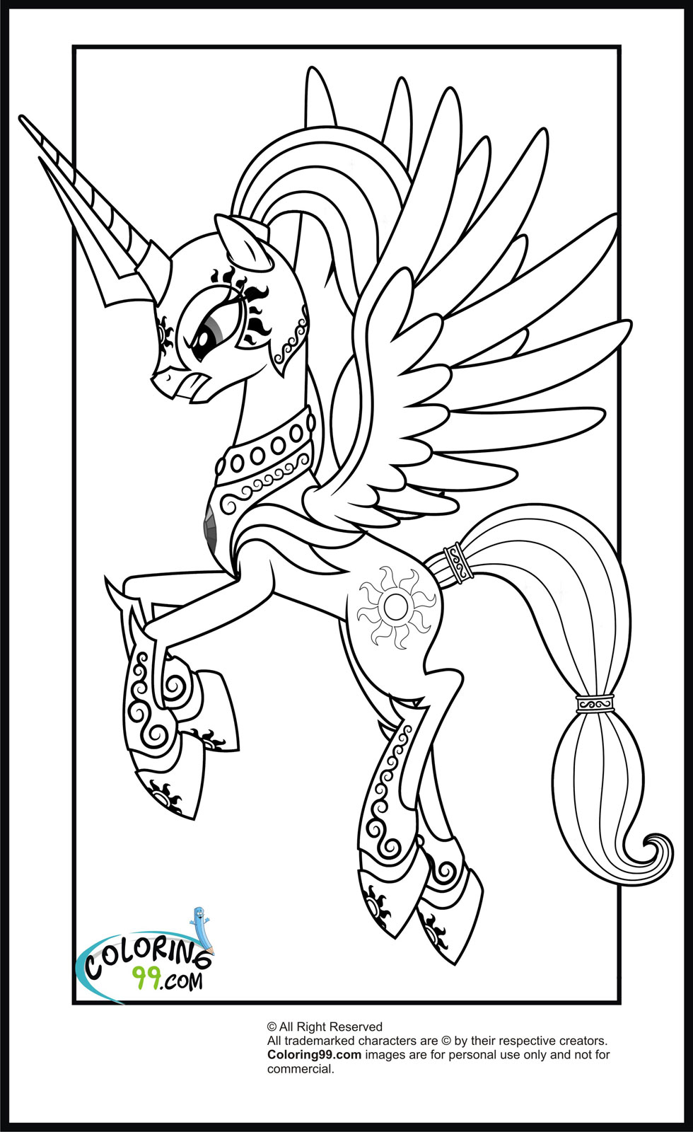 My little pony princess celestia coloring pages team colors