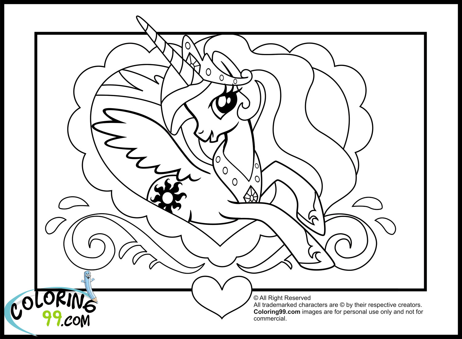 My little pony princess celestia coloring pages team colors