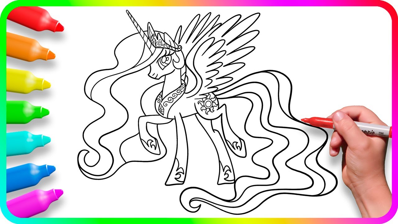 Coloring pages y little pony how to draw princess celestia easy drawing tutorial art