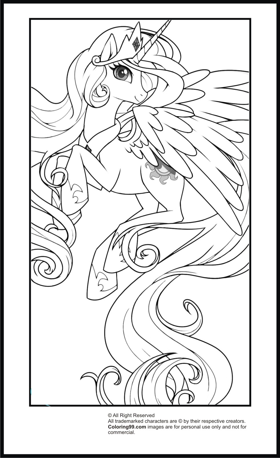 My little pony princess celestia coloring pages team colors