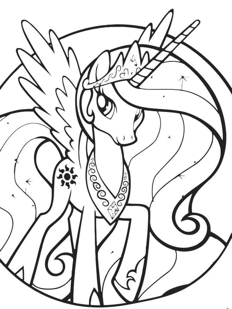 Princess celestia in my little pony coloring page