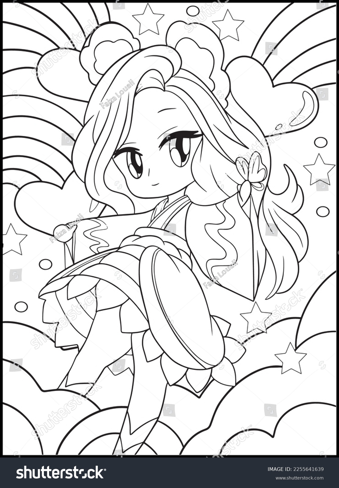 Pastel goth chibi girls coloring pages stock vector royalty free