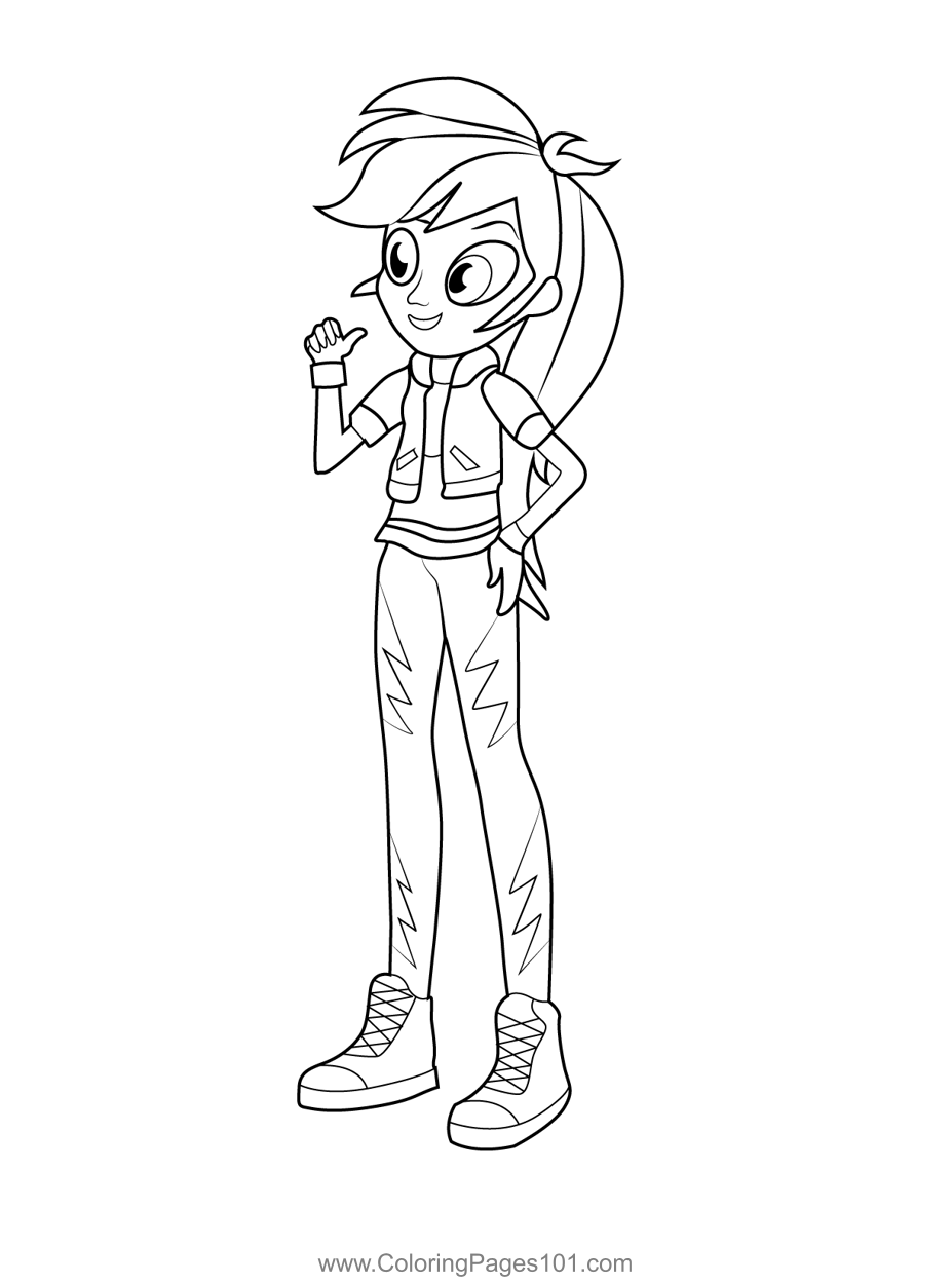 Rainbow dash human my little pony equestria girls coloring page for kids