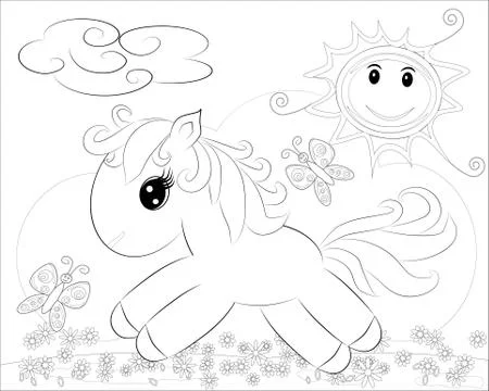 Pony coloring illustrations pony coloring vectors