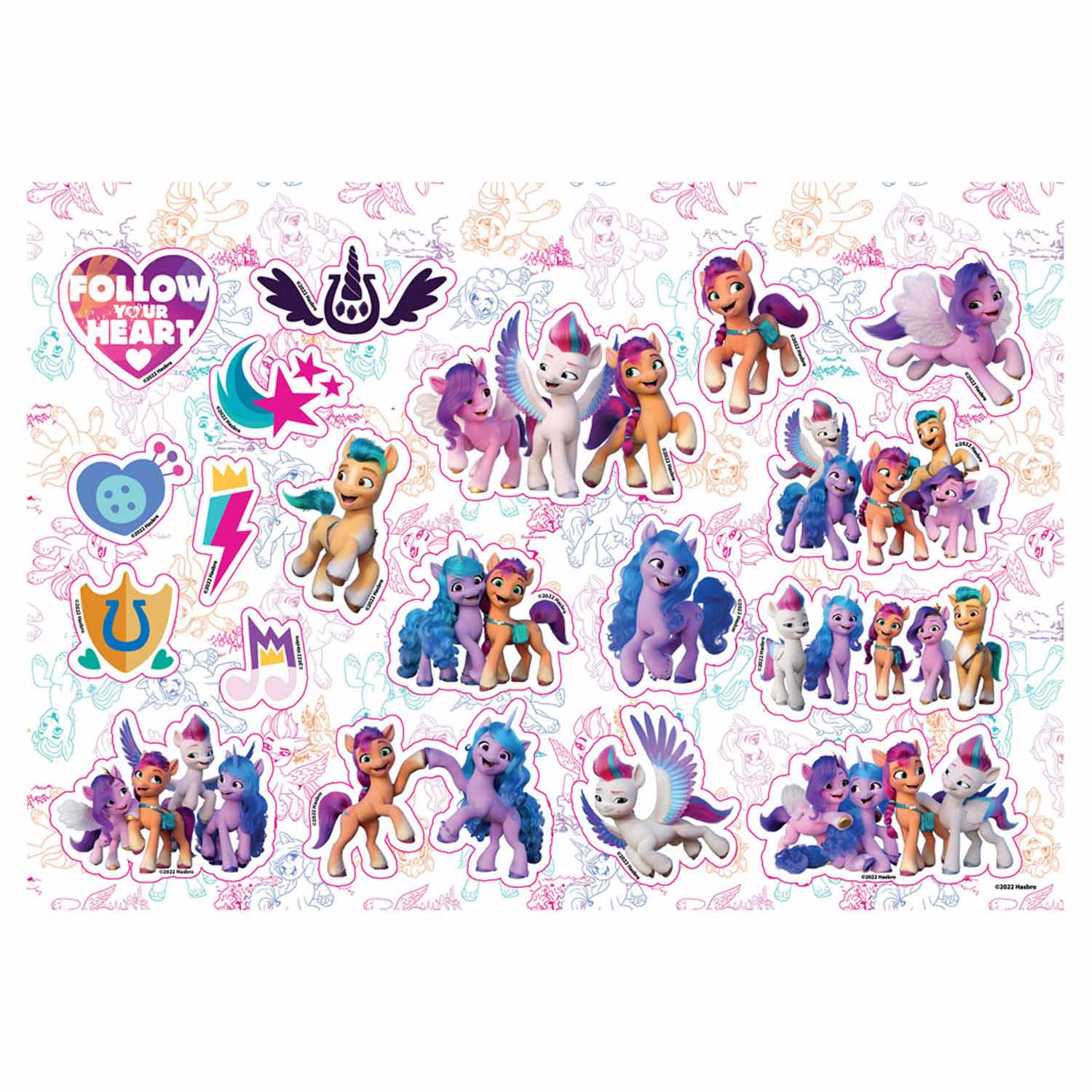 My little pony coloring pages with stencil and sticker sheet thimble toys