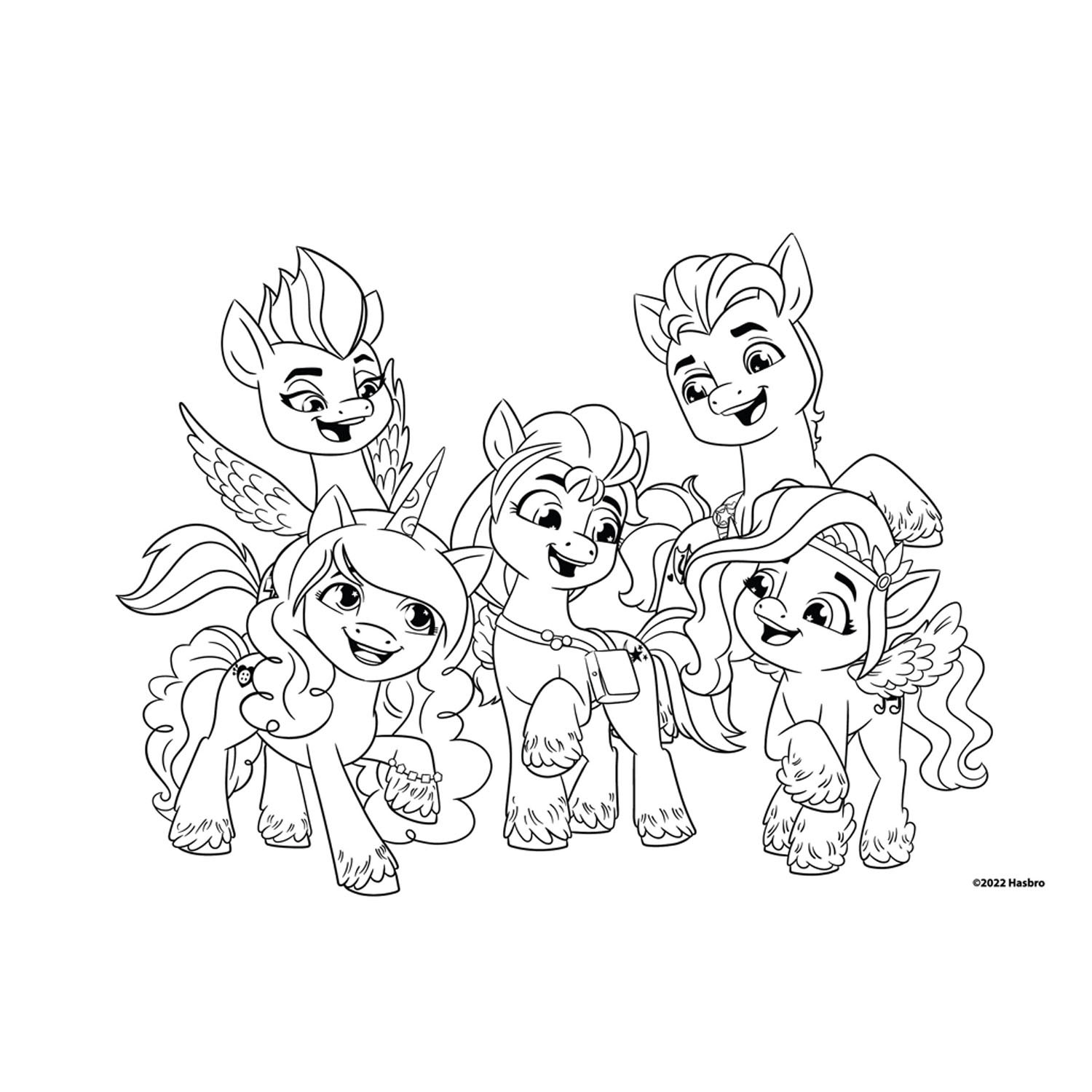 My little pony coloring pages with stencil and sticker sheet thimble toys