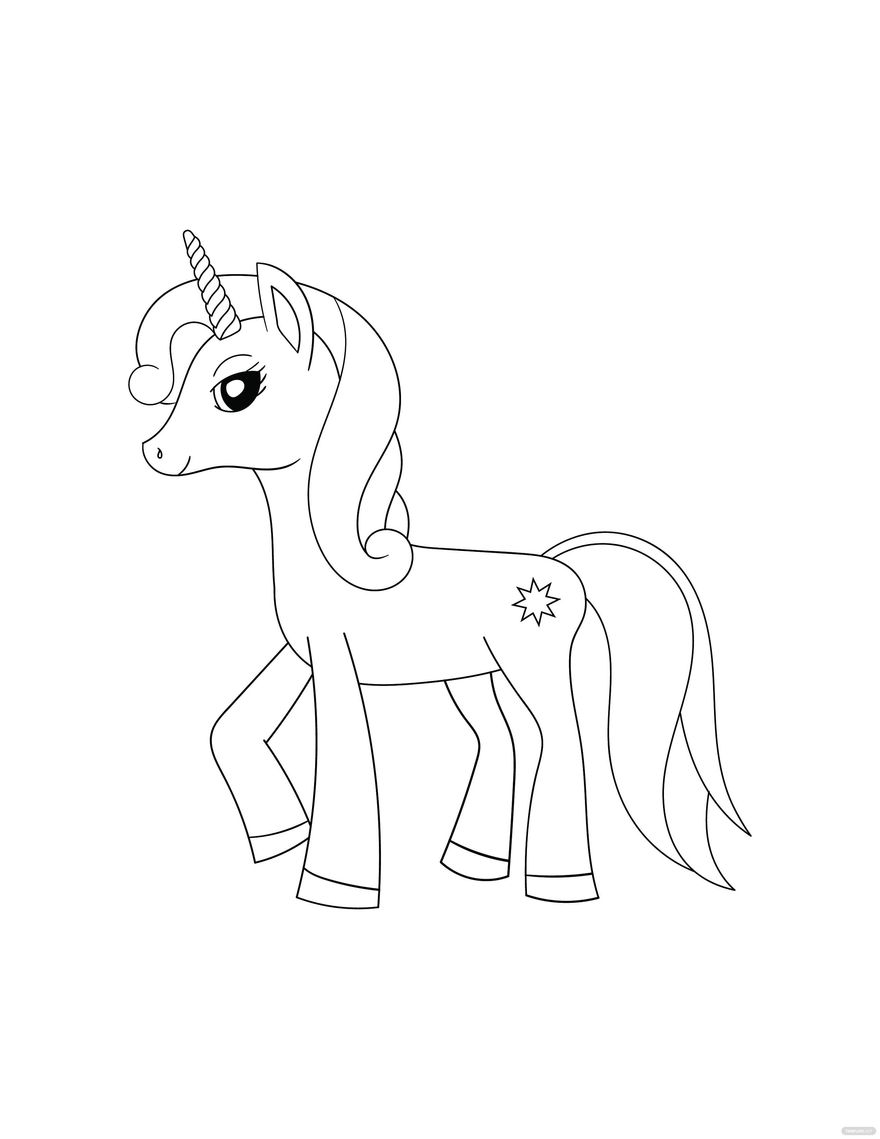 Free pony unicorn coloring page