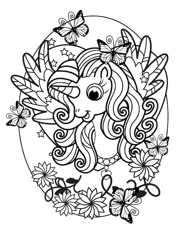 Printable unicorn coloring pages instant download