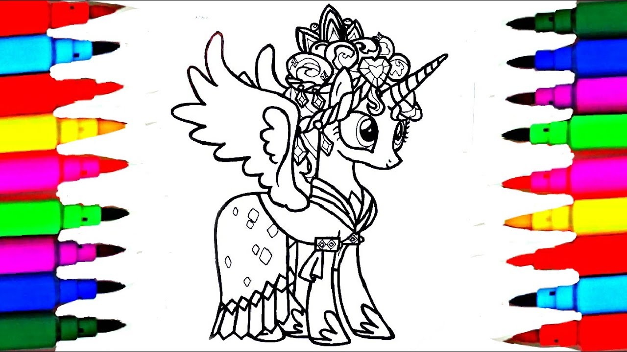 Learn colors by coloring y little pony princess cadance coloring pages l kids drawing and coloring