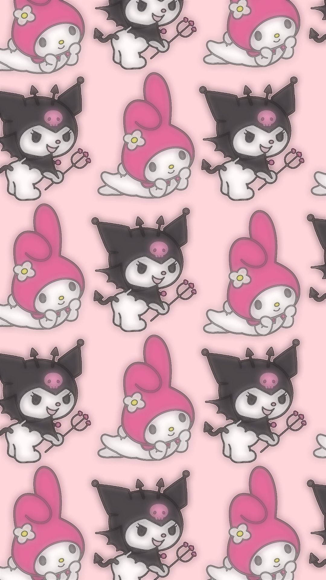 Download patterned my melody kuromi wallpaper