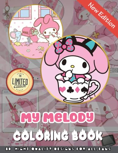 My melody coloring book cartoon characters coloring pages for teens adults to relax and enjoy the holiday present for animation lovers by lavigna publish