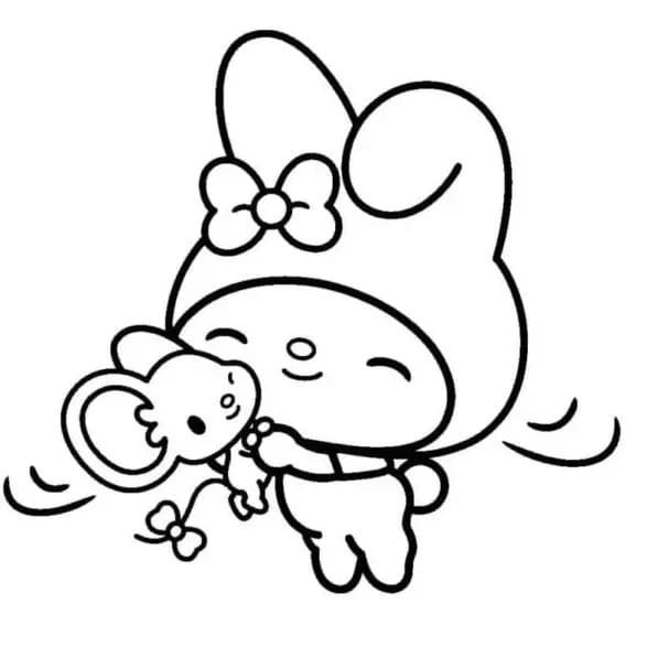 My melody and flat coloring page