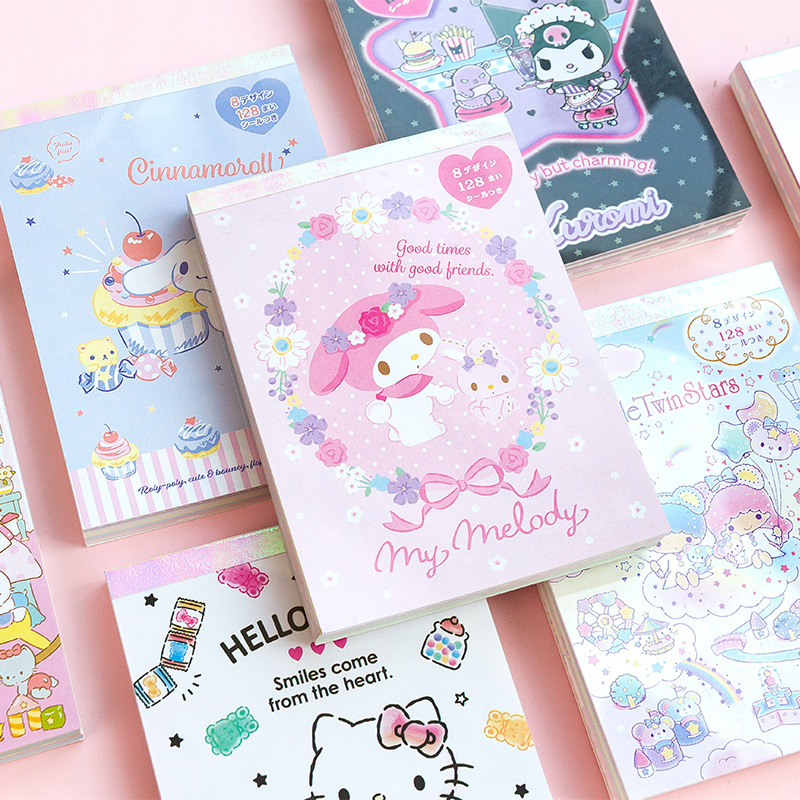 Japanese cute cartoon melody sanrio note book coloring page note memo hand account decoration with stickers styles