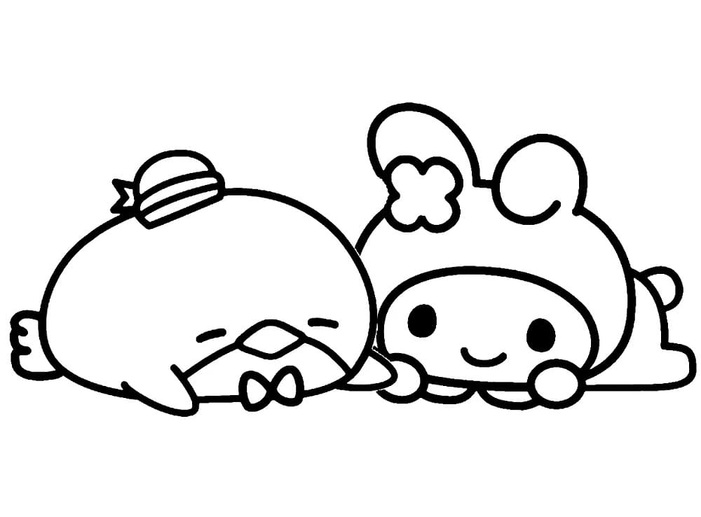 Tuxedo sam my melody coloring page