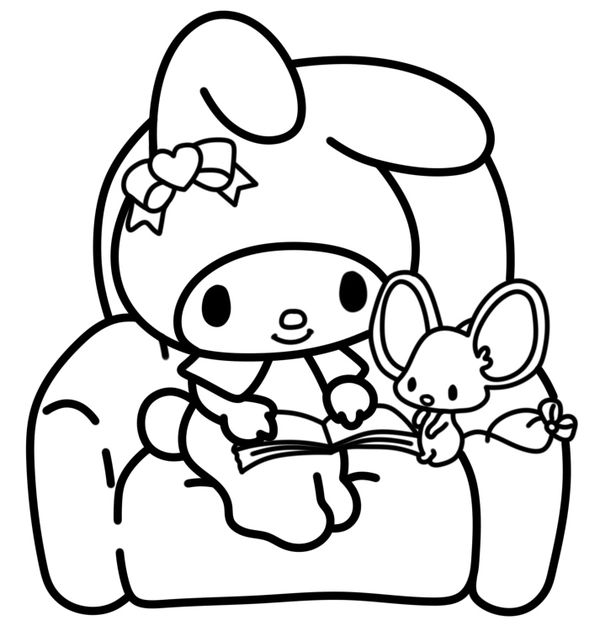 My melody on a chair with mouse coloring page hello kitty colouring pages hello kitty coloring cute coloring pages