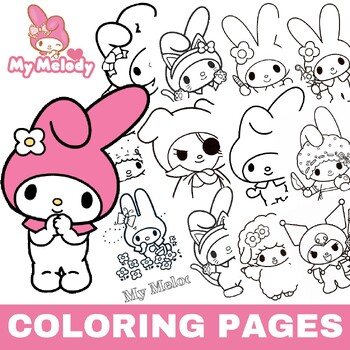 My melody coloring pages pictures printable for kids by janatexcolor