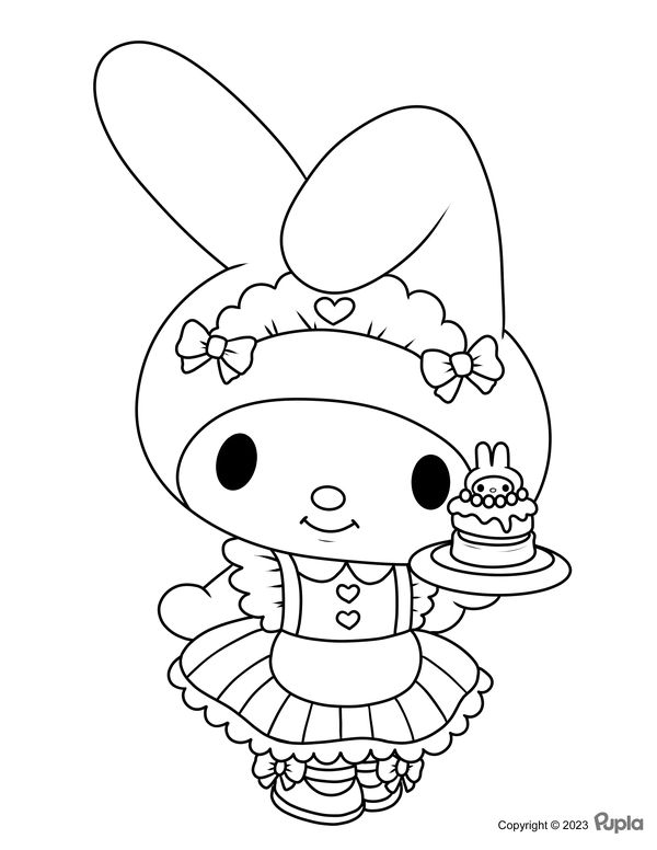 My melody made a cake coloring page hello kitty colouring pages hello kitty coloring cute coloring pages