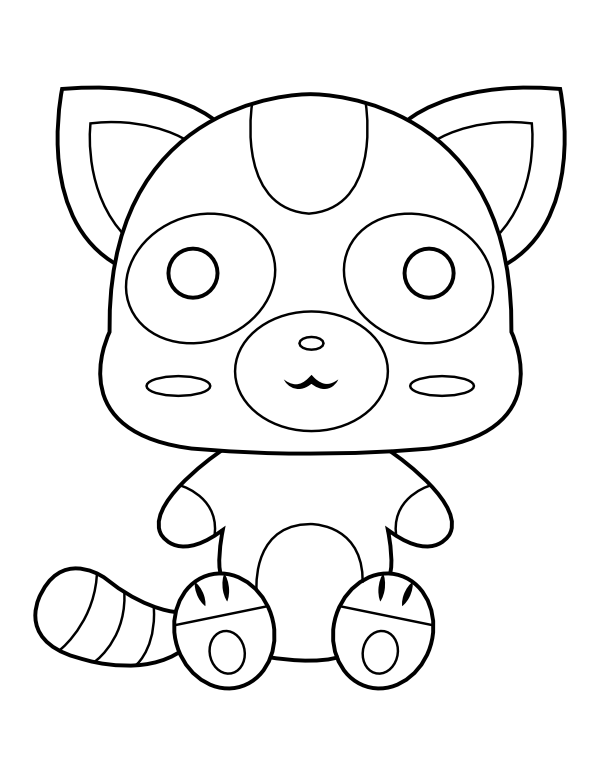 Printable kawaii raccoon coloring page