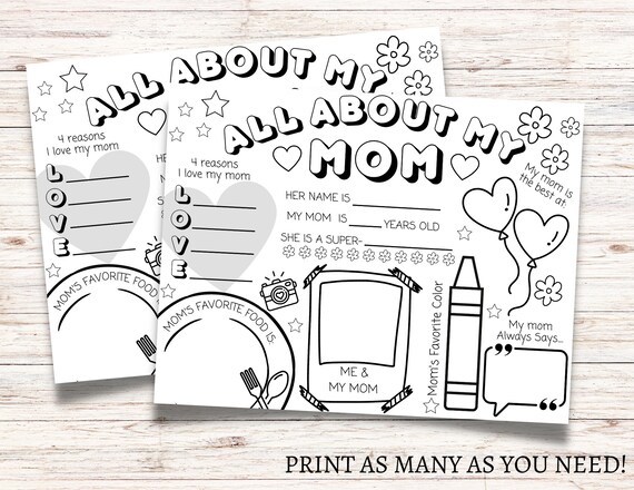 All about my mom printable mothers day craft mothers day coloring page gift for mom from kids kids gift for grandma grandmother nana