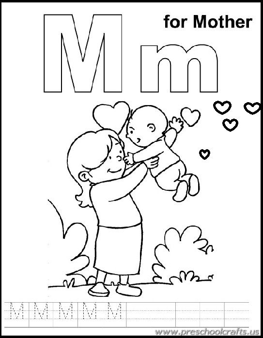 M is for mother coloring sheets for kids mothers day coloring pages kids handwriting practice mom coloring pages