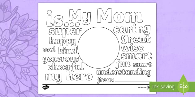 Mothers day describing words loring sheet teacher made