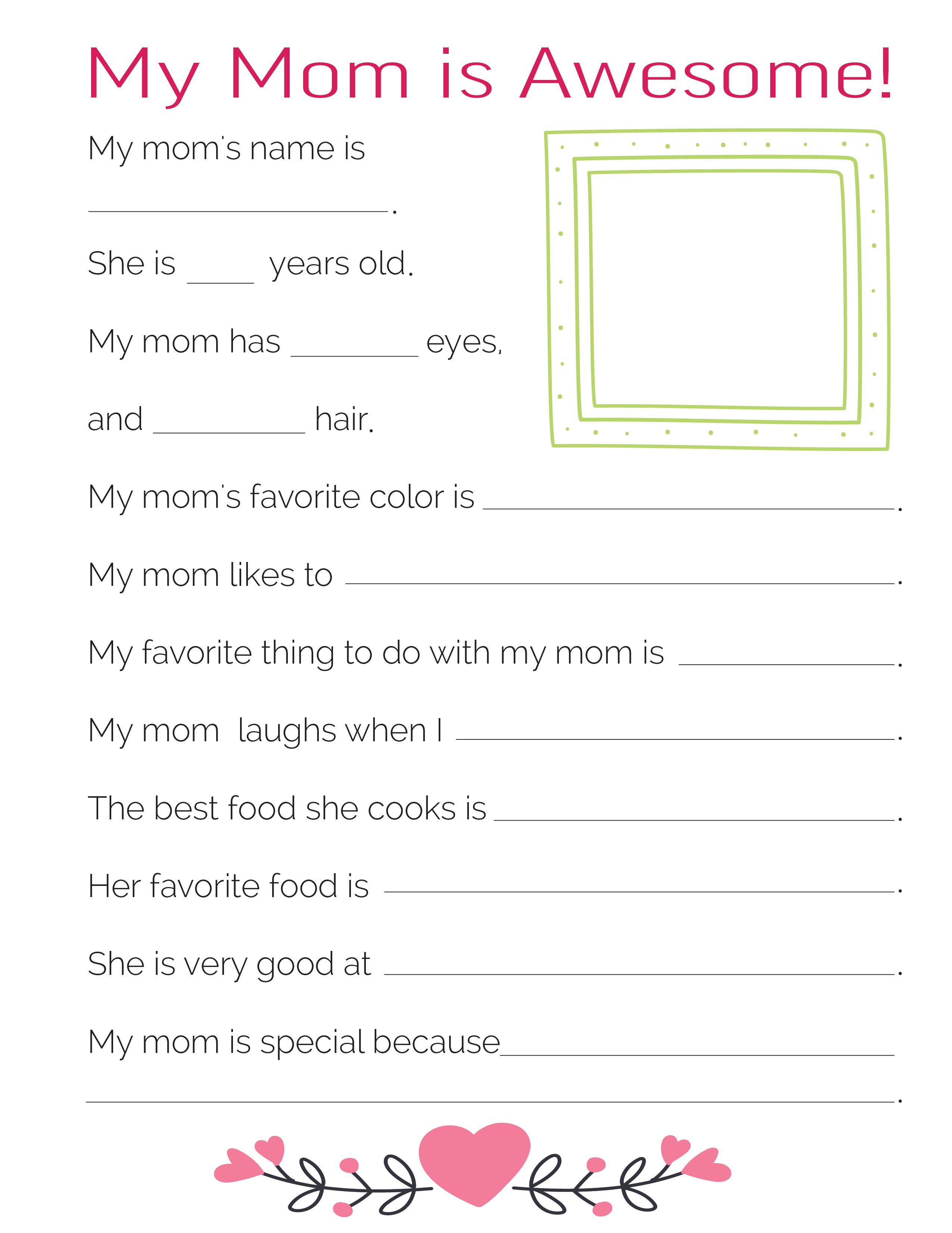 Free all about my mom printables