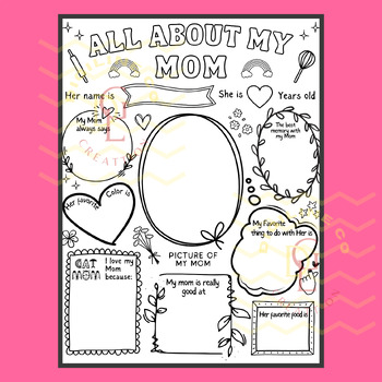 All about my mom centers classroom mothers day book coloring page activities st