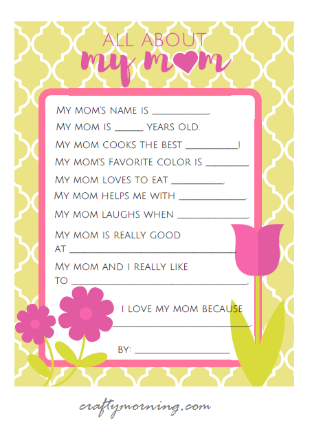 All about mom grandma free mothers day printables