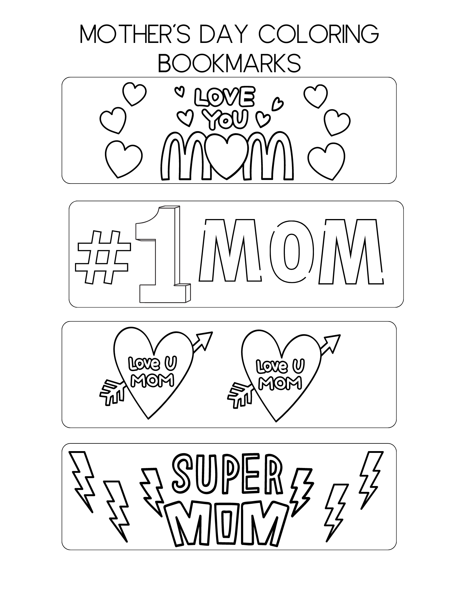 Free mothers day color your own printable bookmarks â