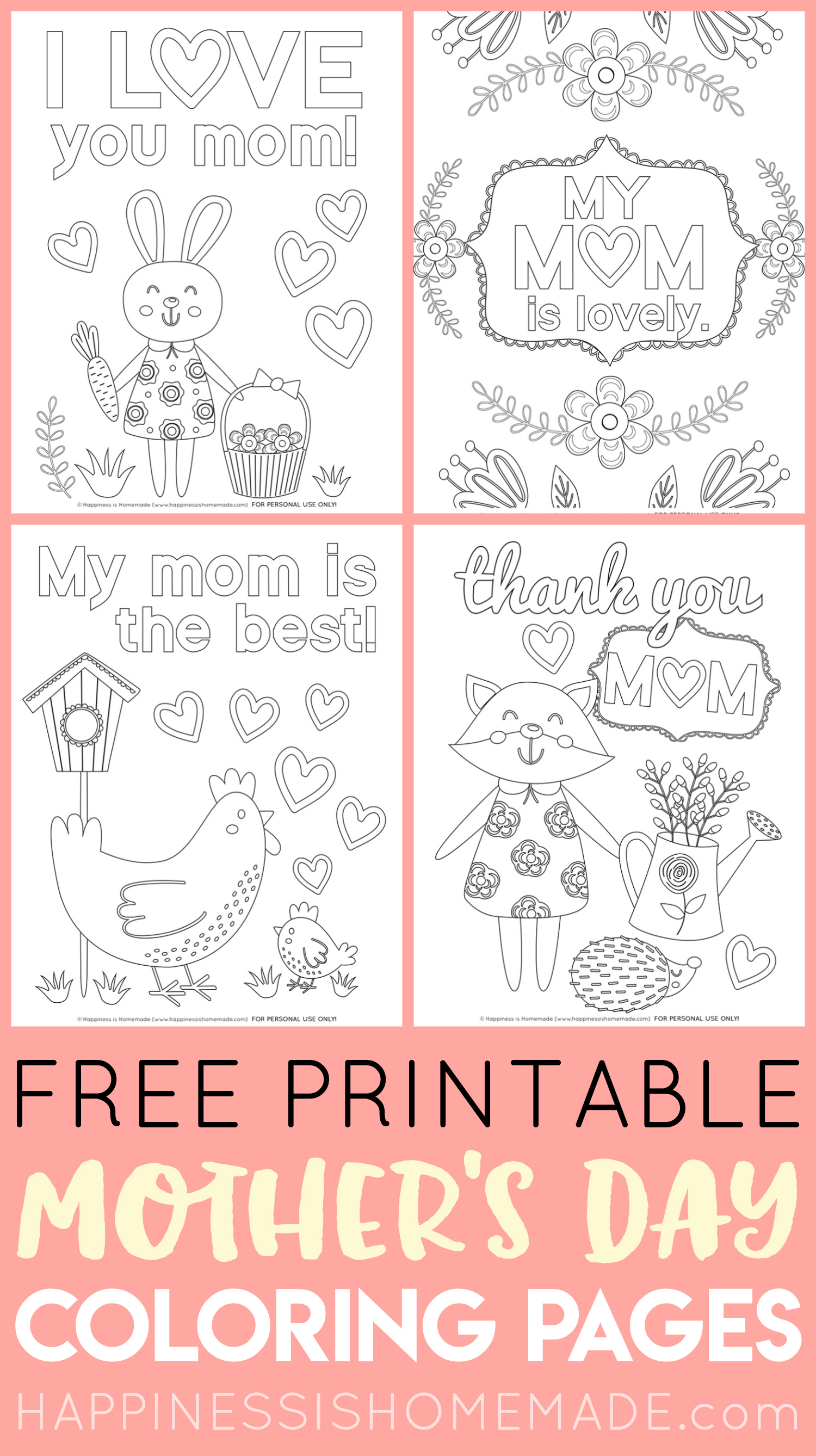 Mothers day printable coloring pages