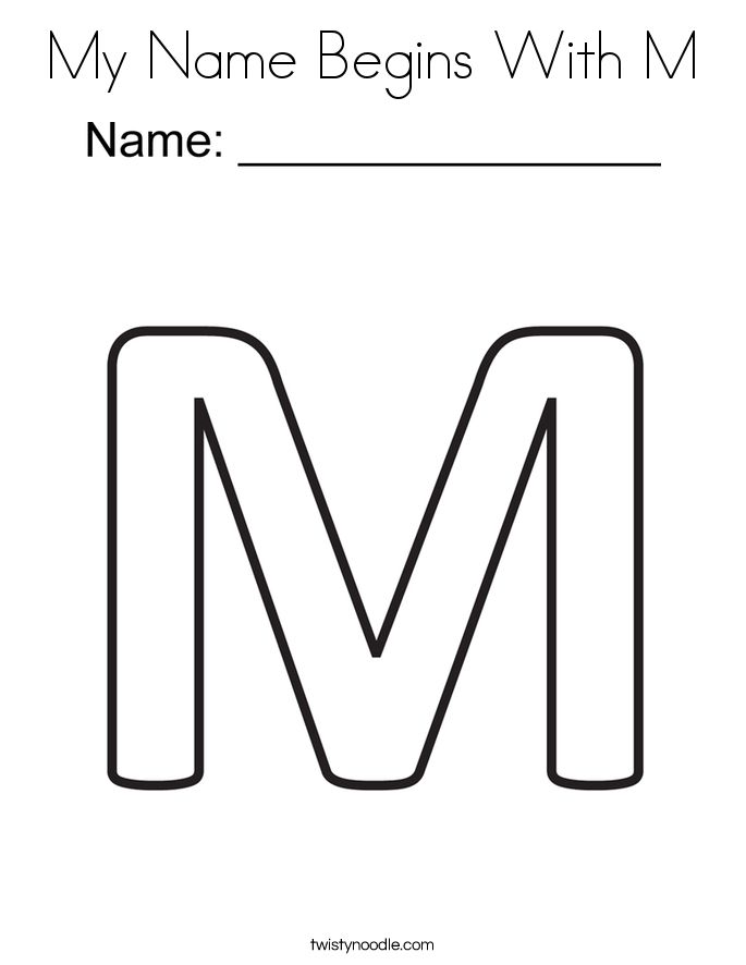 My name begins with m coloring page