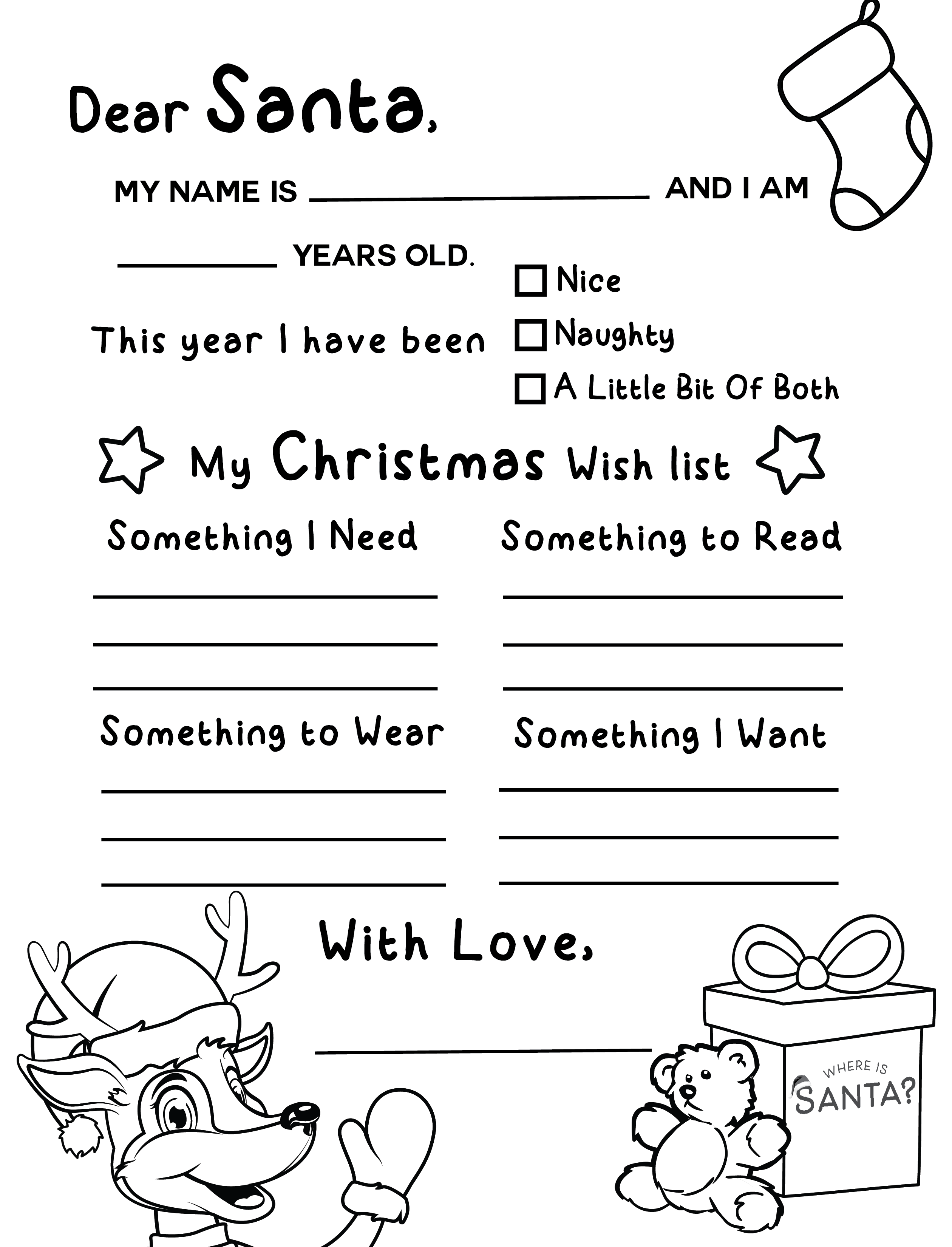 Download your free letter to santa coloring activity