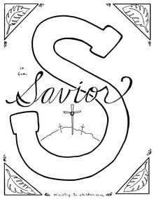 S is for savior bible alphabet coloring page