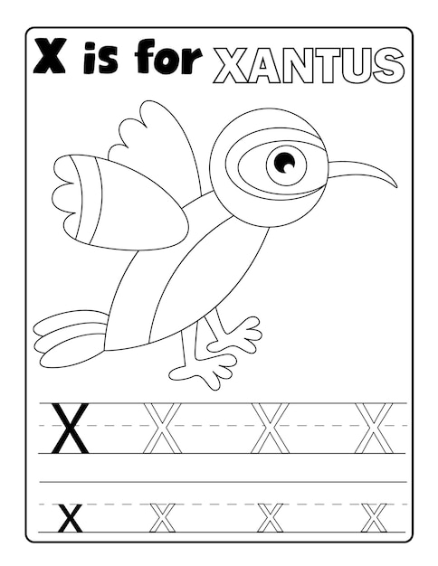 Premium vector alphabetical animal coloring and letter tracing coloring pages print ready vector