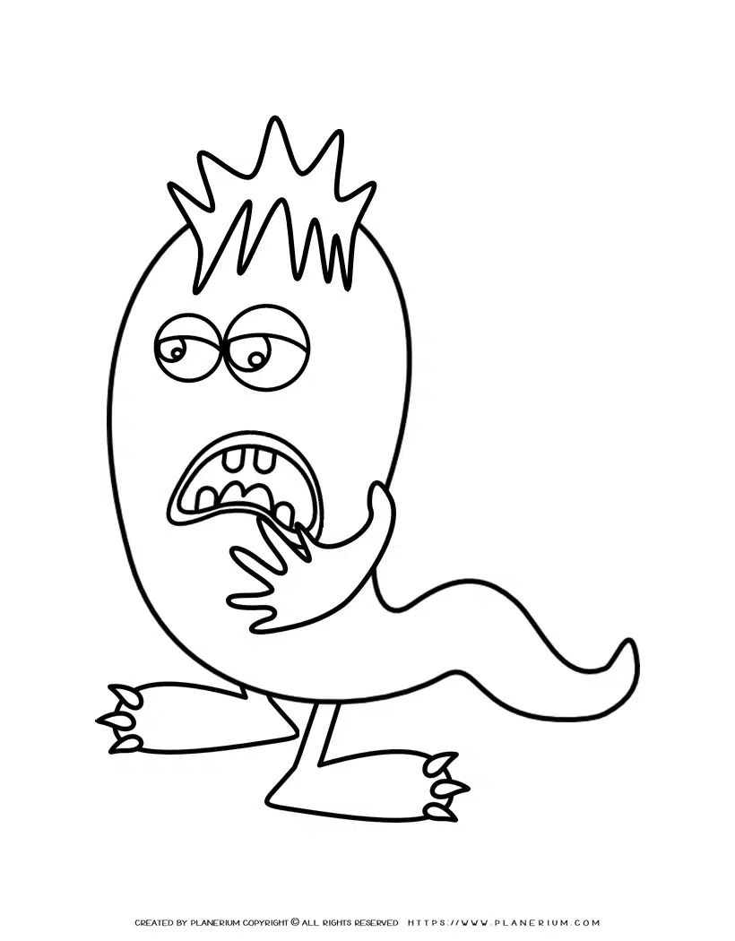 Scared monster coloring page
