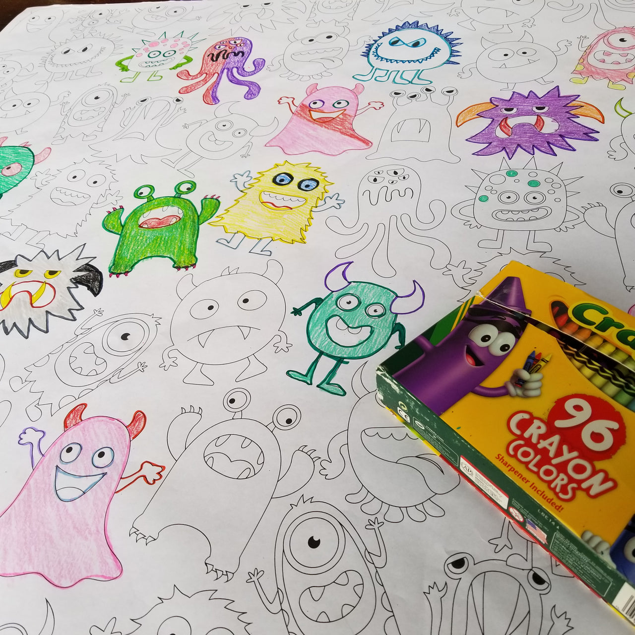 Monsters table top coloring banner â