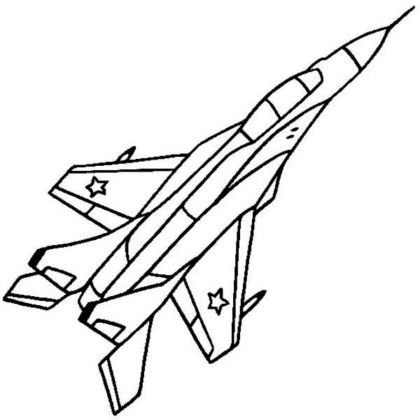 Mig russian fighter coloring page