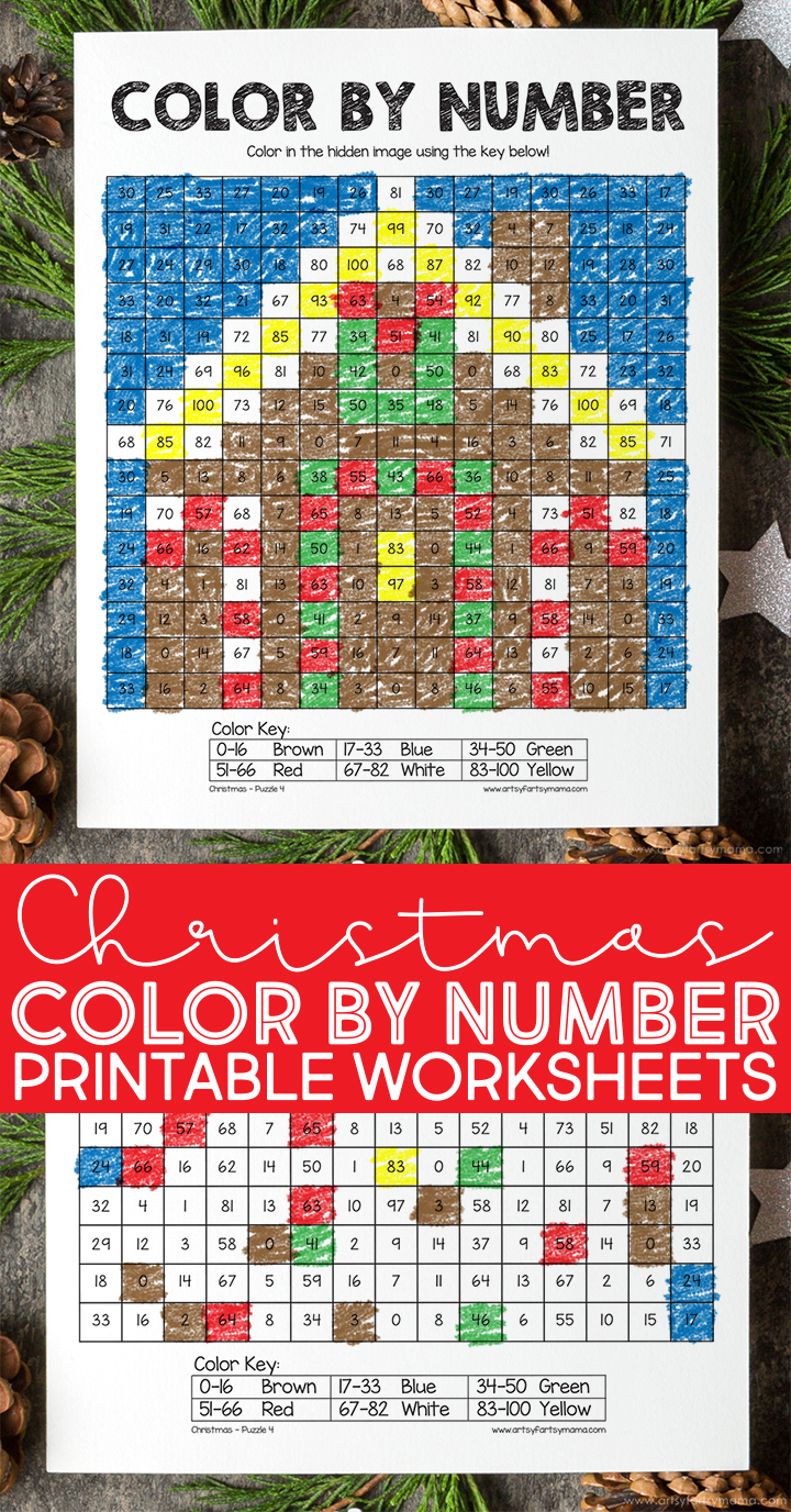 Free printable christmas color by number worksheets artsy