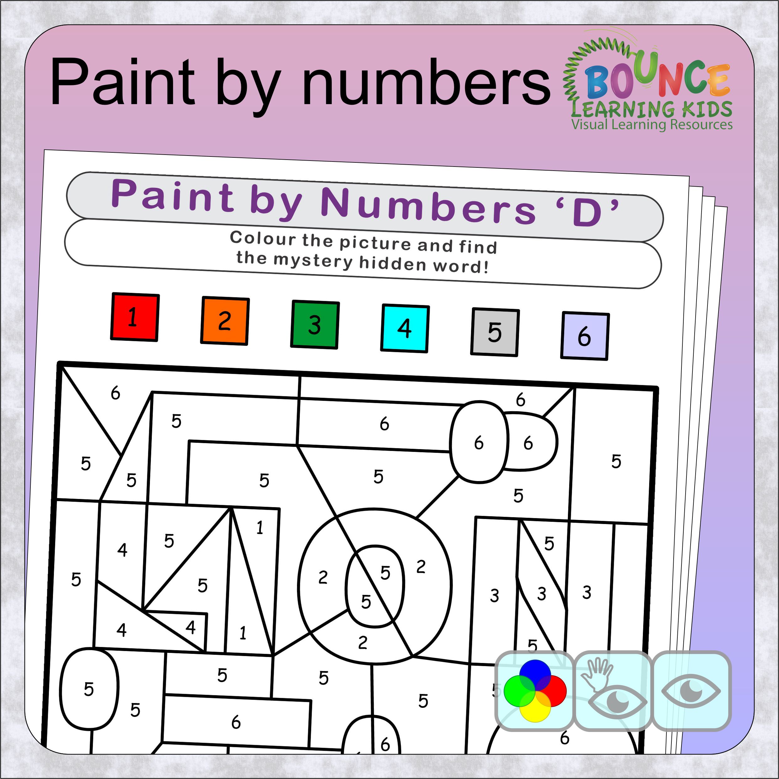 Fun paint by numbers worksheets to download and color in