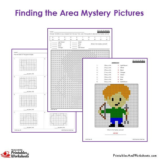 Rd grade area mystery pictures coloring worksheets