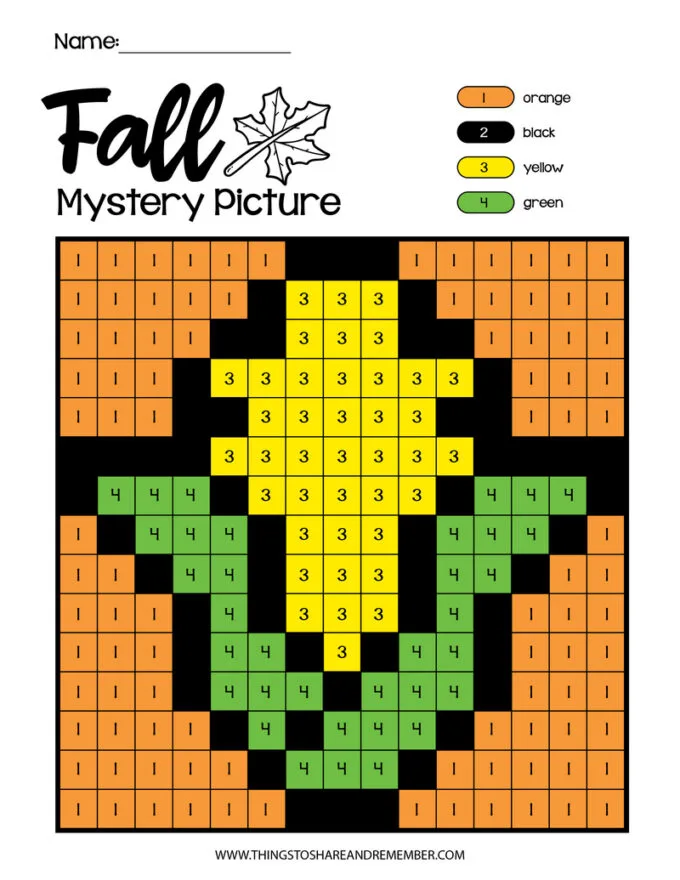 Fall mystery color by number pages share remember celebrating child home