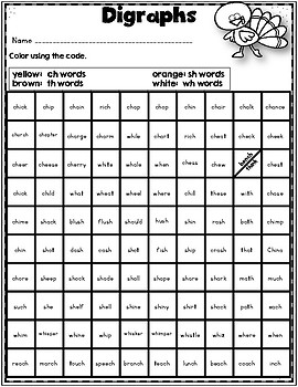 Thanksgiving color by code mystery pictures coloring pages literacy and math