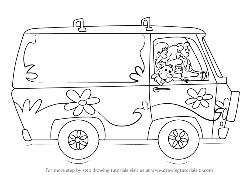 How to draw the mystery machine from scooby