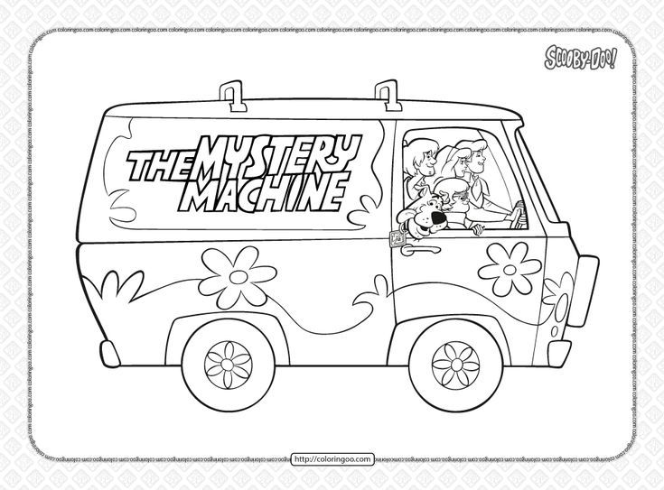 Printable the mystery machine pdf coloring page coloring pages coloring book art scooby doo coloring pages