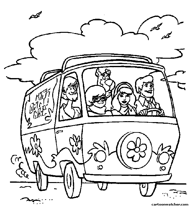 Mystery machine coloring pages scooby