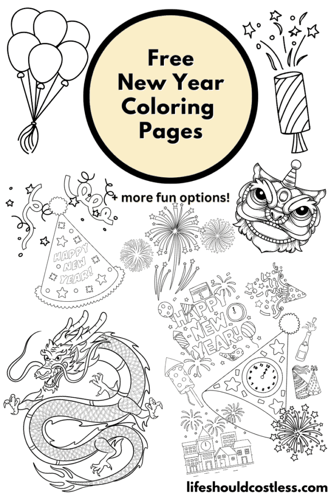 New year coloring pages free printable pdf templates