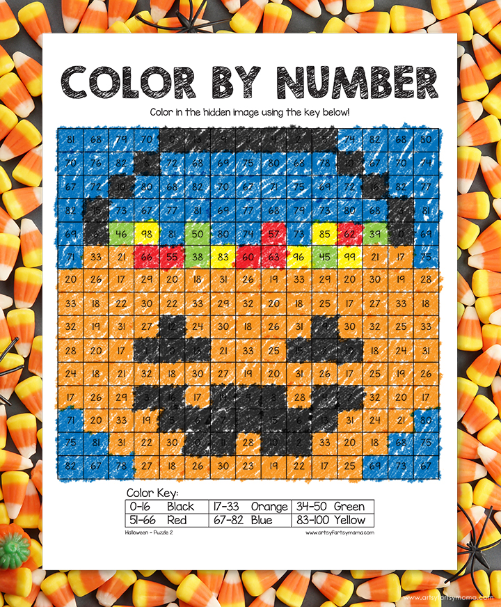 Free printable halloween color by number worksheets artsy